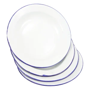 4Pcs Retro Enamel Plates for Camping Restaurant Food Serving Vintage Style Dishes Home Kitchen Tableware Catering Serving Plate