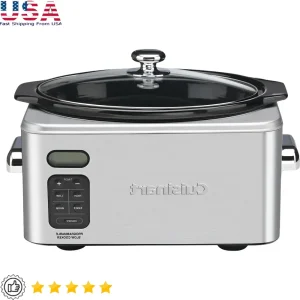 Programmable Slow Cooker 6.5Qt Touchpad Control LCD Display Automatic Shut-Off Keep Warm Cooking Timer Stainless Steel Cooking