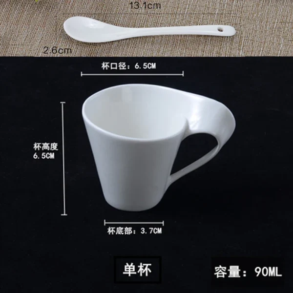European Wave Porcelain Coffee Cup and Saucer Set White Ceramic Coffee Cup Breakfast Cup with Saucer Modern Home Decoration - Image 15