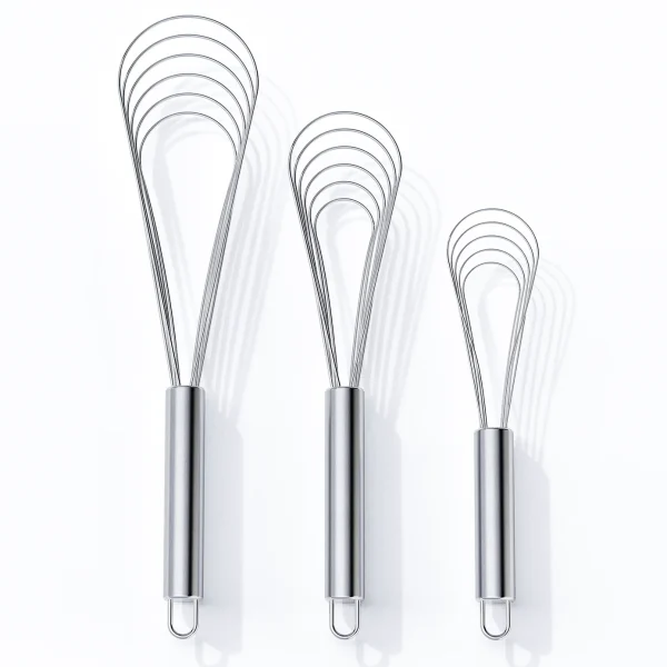 VIMACO® Flat Whisk Stainless Steel 8"10"12" Egg Utensils for Kitchen Baking Prepworks