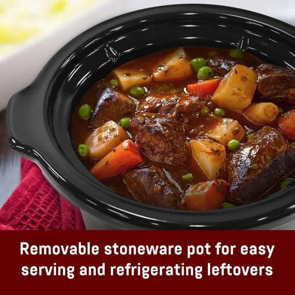 1.5Qt Mini Slow Cooker Stainless Steel Compact Appliance Adjustable Low High Warm Settings Soups Stews Dips Easy Clean - Image 3