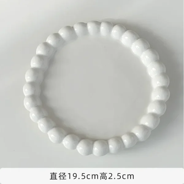 White/Yellow Beads Ceramic Plate Round Tableware Main Dish Western Food Decorative Plate Kitchen Utensils Cake Decorative Tray - Image 9