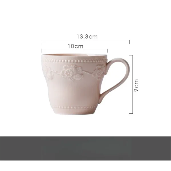 Embossed ceramic water cups, mugs, coffee and restaurant drink cups, high-end and light luxury household drinking utensils - Image 8
