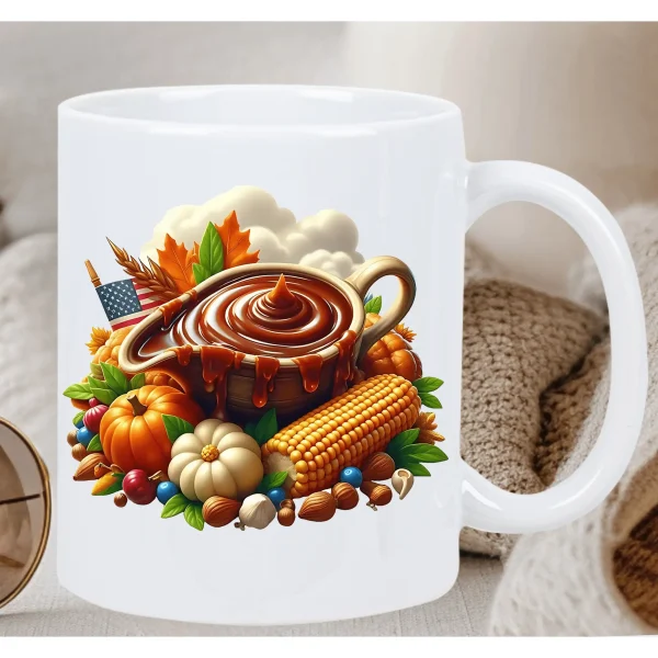 Thanksgiving Feast Ceramic Mug - Festive Harvest Design, Perfect Gift for Coffee Lovers and Holiday Celebrations Water cup - Image 3