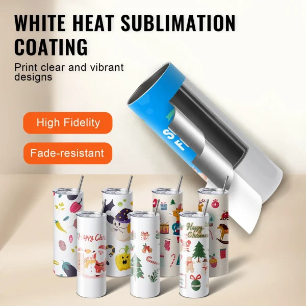 SucceBuy 8/12/14/16/24/50PC Straight Sublimation Tumblers Blank Tumbler Bulk Stainless Steel Double Tumbler Cups Heat Transfer - Image 2