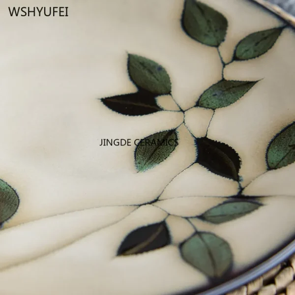 1Pcs Creative Painted Kiln Glazed Leaf Ceramic Plate Tableware Western Steak Salad Dessert Cake Sushi Storage Decoration Plate - Image 6