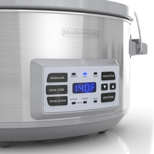 7 Quart Digital Slow Cooker with Temperature Probe Sous Vide Function Locking Lid Removable Stoneware Dishwasher Safe Easy - Image 3