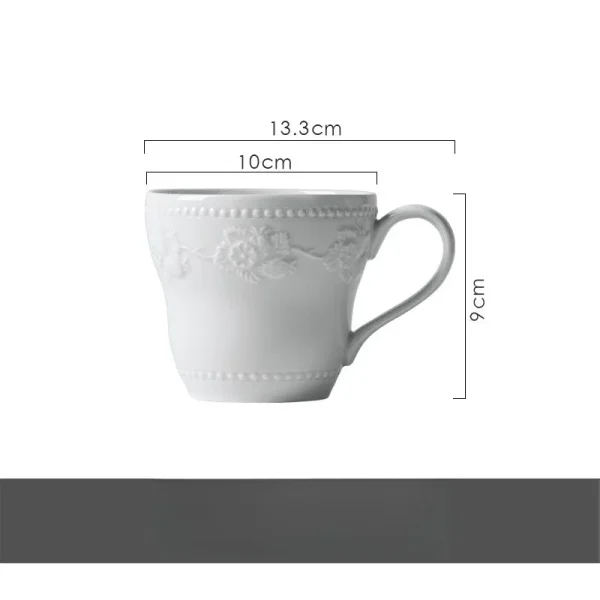 Embossed ceramic water cups, mugs, coffee and restaurant drink cups, high-end and light luxury household drinking utensils - Image 7