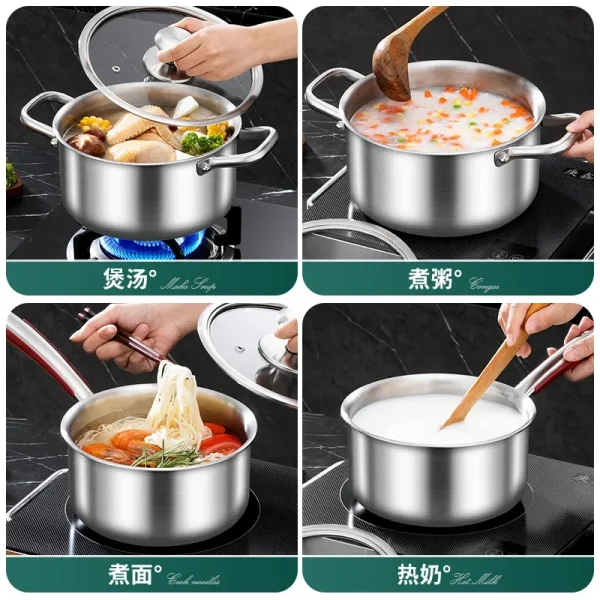 MOEYE Soup Pot 316 Stainless Steel  5-layer Thickening With Lid Electeic Induction Soup Pot - Image 4