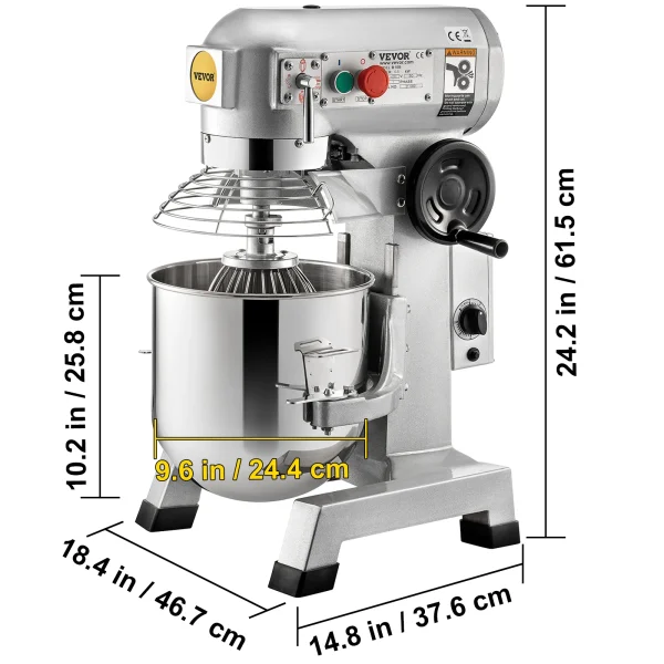 SucceBuy Commercial Electric Food Mixer Stand Mixer 10/15/20/30Qt Dough Mixer 3 Speeds 450/500/750/1100W Stainless Steel Mixer - Image 6