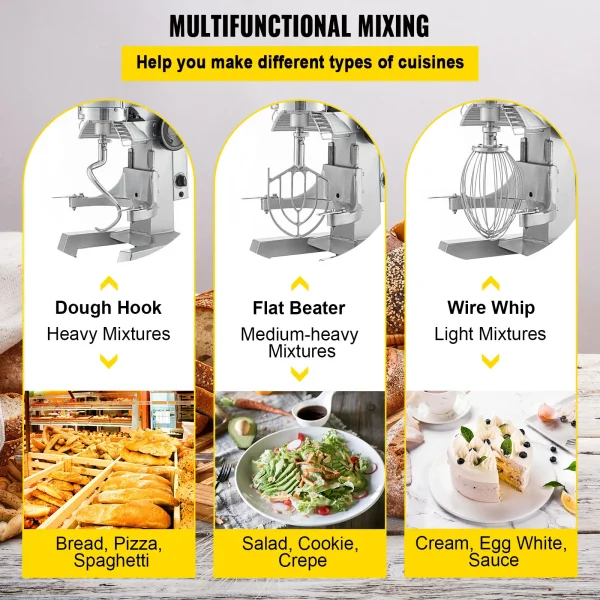 SucceBuy 10 15 20 30L Electric Dough Machine Stainless Steel Commercial Cream  Whisk Mixer Processor Kitchen Food Stand Blender - Image 5