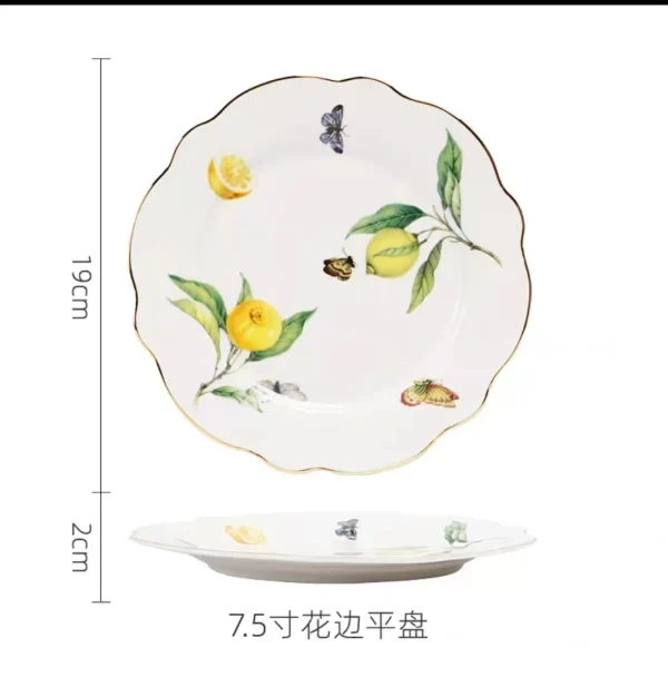 Assiette Questeak en céramique à motif de citron européen, bol, fruits, bonbons, Dim Sum, cuisine occidentale, plats - Image 16