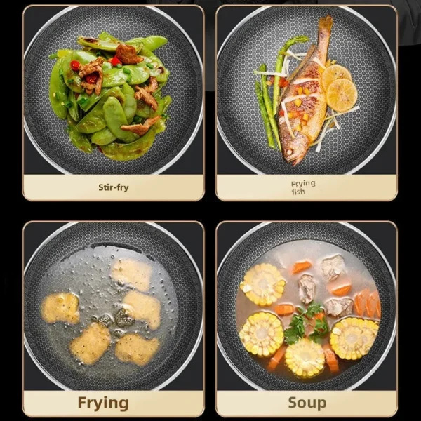 Double-sided screen 316 stainless steel wok Non-coated wok non-stick household induction cooker gas universal wok - Image 6