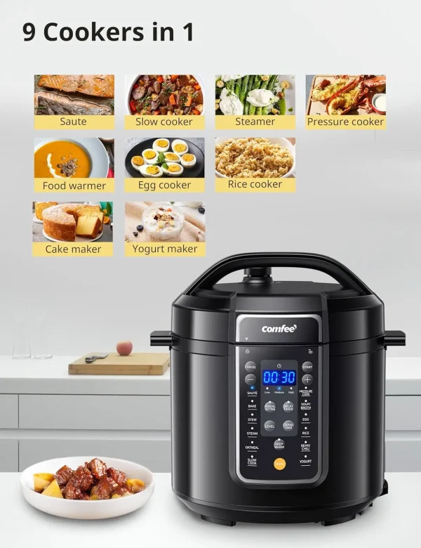 9-in-1 Electric Pressure Cooker, 14 Presets Instant Multi Cooker Olla de Presion Non-Stick Pot Yogurt Maker Rice Cooker Slow Coo - Image 5
