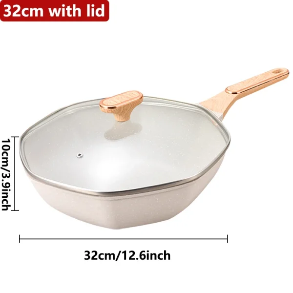 Nonstick Octagonal Wok with Lid 12.5 inch Ceramic Die-cast Induction Woks and Stir Fry Pans Dishwasher Aafety for All Atoves - Image 8