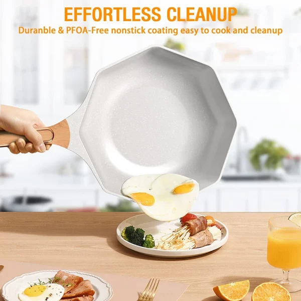 Nonstick Octagonal Wok with Lid 12.5 inch Ceramic Die-cast Induction Woks and Stir Fry Pans Dishwasher Aafety for All Atoves - Image 6