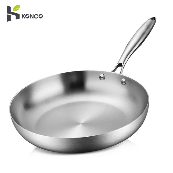 304 Stainless Steel Frying Pan NonStick Pan Fried Steak Pot Uncoated Kitchen Cookware for Gas Stove and Induction Cooker
