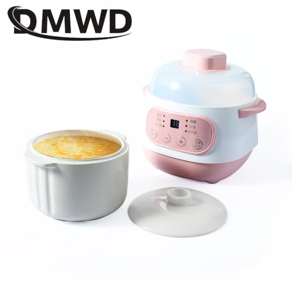 110V/220V Electric Ceramics Slow Cooker Water Stew Soup Porridge Health Pot Eggs Meal Steamer Simmer Baby Food Cooking Machine - Image 4