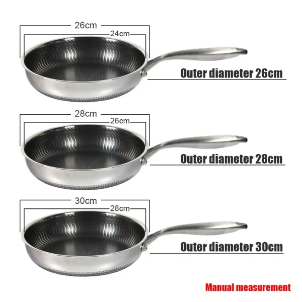 316 Stainless Steel Wok Honeycomb Frying Pan Steak Cooking Flat Bottom Non-Stick Pan Induction Cooker Universal Kitchen Cookware - Image 6