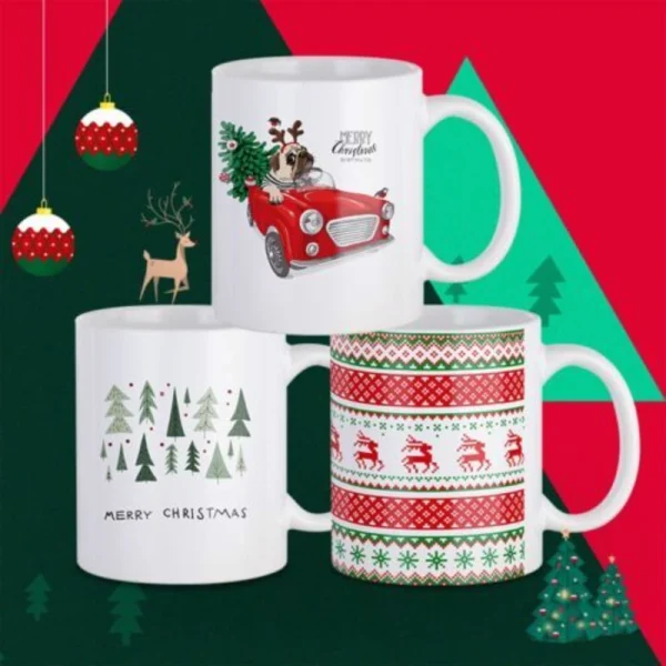 HTVRONT 6 Pack 11 OZ Sublimation Mugs Blank Set Classic Drinking Cups with Handles for Latte DIY Mug Gift for Sublimation Paper - Image 2