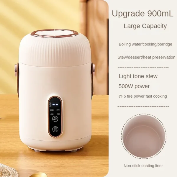220V 900ML Electric Stewing Cup Multi Cooker Portable Slow Cooker Mini Hot Pot Porridge Cooking Machine - Image 7