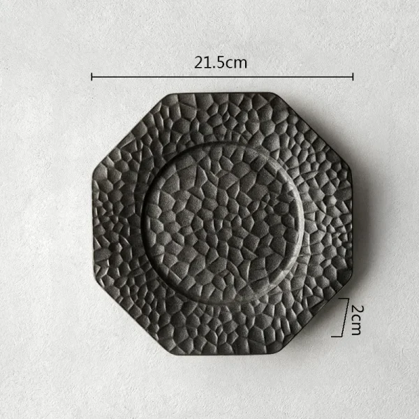 Retro Ceramic Plate Restaurant Hammer Pattern Dessert Plate Sushi Plate Pasta Dish Serving Plates Molecular Cuisine Tableware - Image 10