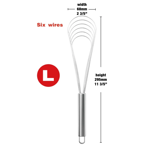 VIMACO® Flat Whisk Stainless Steel 8"10"12" Egg Utensils for Kitchen Baking Prepworks - Image 6