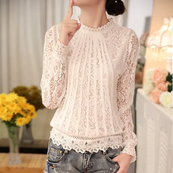 Autumn Chiffon Lace Blouse Women Shirts Summer White Tops Blusas Women Long Sleeve Blouses Women Clothing Feminine 51C - Image 8