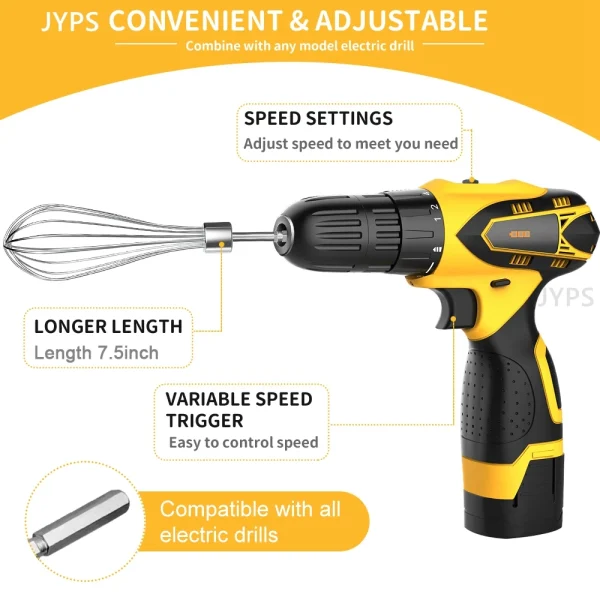 Stainless Steel Egg Beater Whisk Hand Mixer Suitable for Drill Electric Mixer Cream Dough Whisk Mixer Baking Kitchen Accessories - Image 4