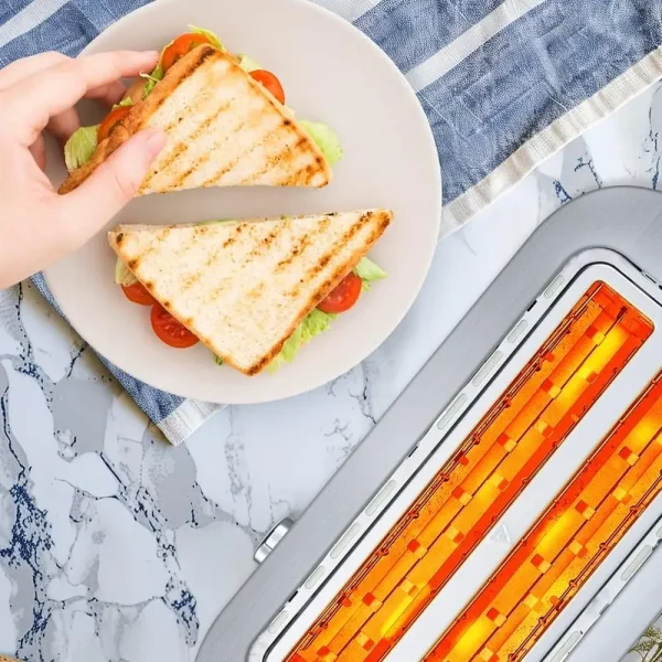 4 Slice Toaster Long Slot Extra Wide Bagel Toaster with Defrost Reheat Function True Bagel Control 6 Browning Levels Easy Clean - Image 4