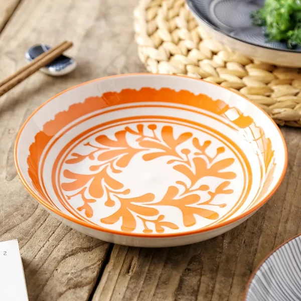 8 inch Plate Creative Nordic-style Color Printing Underglaze Ceramic Tableware Household Round Deep Food Plate Kitchen Supplies - Image 4