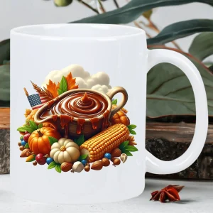 Thanksgiving Feast Ceramic Mug - Festive Harvest Design, Perfect Gift for Coffee Lovers and Holiday Celebrations Water cup