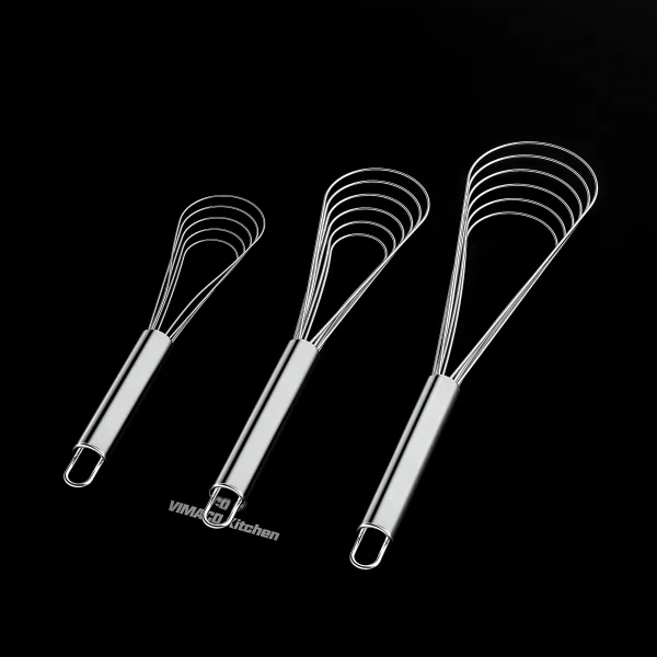 VIMACO® Flat Whisk Stainless Steel 8"10"12" Egg Utensils for Kitchen Baking Prepworks - Image 5