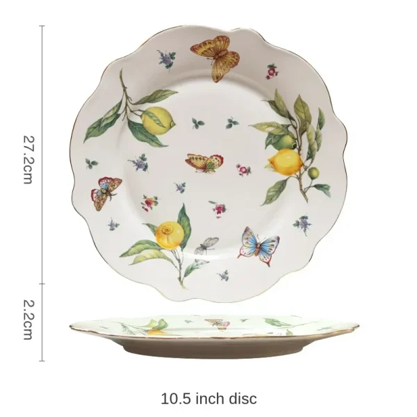 Assiette Questeak en céramique à motif de citron européen, bol, fruits, bonbons, Dim Sum, cuisine occidentale, plats - Image 17