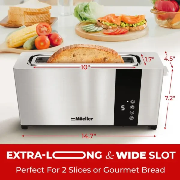 Mueller UltraToast 4-Slice Toaster - Stainless Steel with Extra-Wide Slots, Cancel/Defrost/Reheat Functions, LED Display & Crumb - Image 5