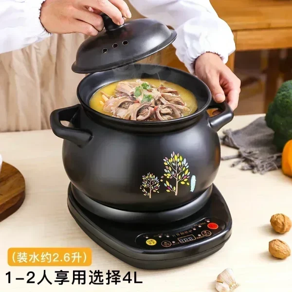 Electric Slow Cooker - Automatic Saucepan Casserole Stew Pot, Home Plug-in, Cuisine Intelligente Ceramic Crock Pot. - Image 9