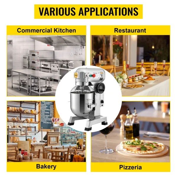 SucceBuy Commercial Electric Food Mixer Stand Mixer 10/15/20/30Qt Dough Mixer 3 Speeds 450/500/750/1100W Stainless Steel Mixer - Image 2