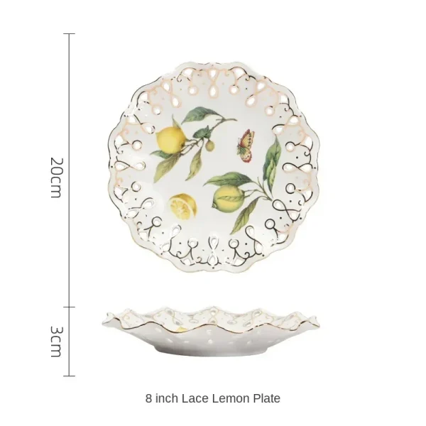 Assiette Questeak en céramique à motif de citron européen, bol, fruits, bonbons, Dim Sum, cuisine occidentale, plats - Image 19