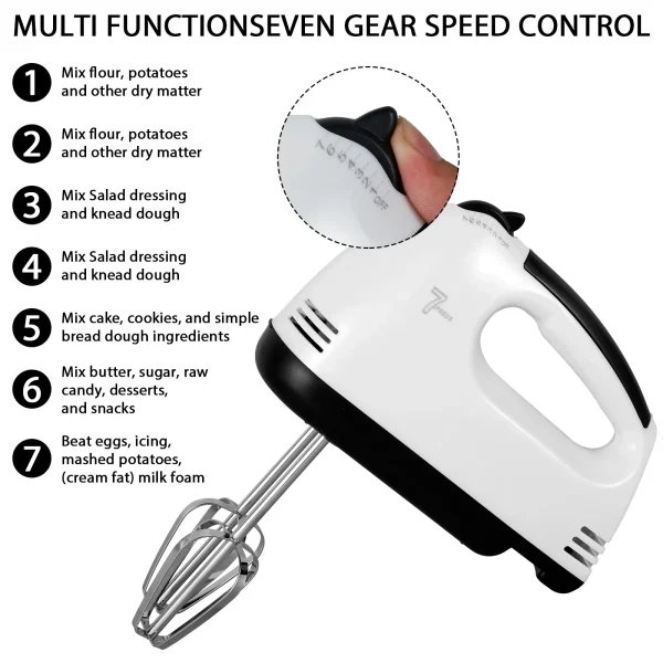 7Speed Electric Mixer Household Multifunctional Food Blender Kitchen Handheld Egg Beater Processor Cream Cake Baking Dough Mixer - Image 3