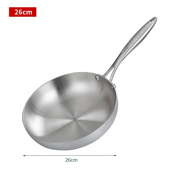 304 Stainless Steel Frying Pan NonStick Pan Fried Steak Pot Uncoated Kitchen Cookware for Gas Stove and Induction Cooker - Image 9