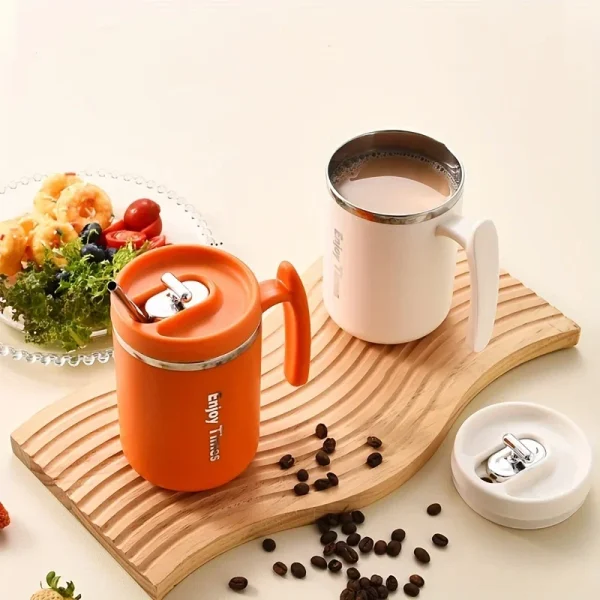 304 Stainless Steel Coffee Mug With Lid Tea Cup Thermal Mug With Tea Strainer And Straw Water Bottle - Image 6