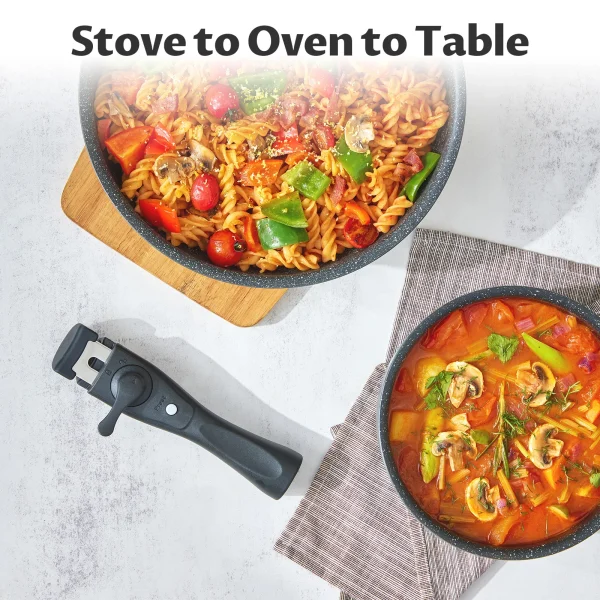Induction Cookware Set 13 Pieces, Nonstick Pots and Pans Set with Removable Handles, for All Hobs, Stackable Design for RV - Image 6