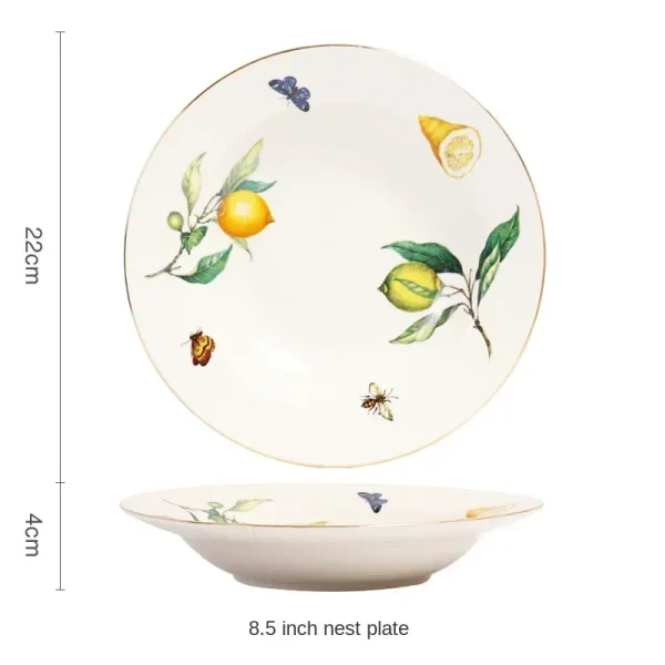Assiette Questeak en céramique à motif de citron européen, bol, fruits, bonbons, Dim Sum, cuisine occidentale, plats - Image 18
