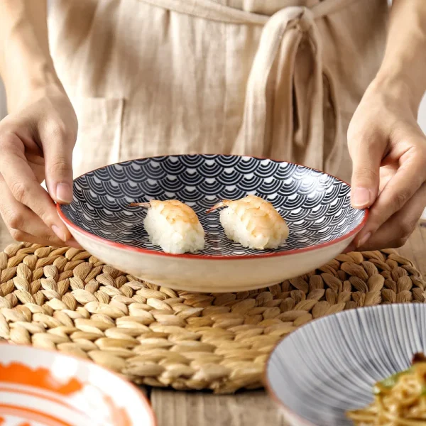 8 inch Plate Creative Nordic-style Color Printing Underglaze Ceramic Tableware Household Round Deep Food Plate Kitchen Supplies - Image 3