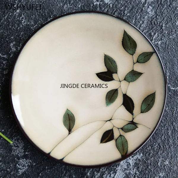 1Pcs Creative Painted Kiln Glazed Leaf Ceramic Plate Tableware Western Steak Salad Dessert Cake Sushi Storage Decoration Plate - Image 5