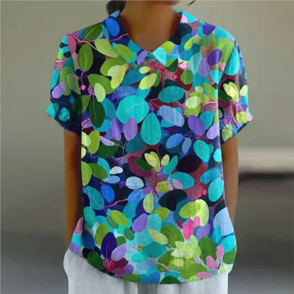 Summer Women Blouse Hawaii Cartoon Puppy Printed T-Shirts Fashion Lapel Short Sleeve Tees Tops Women Casual Pulovers Clothing - Image 10