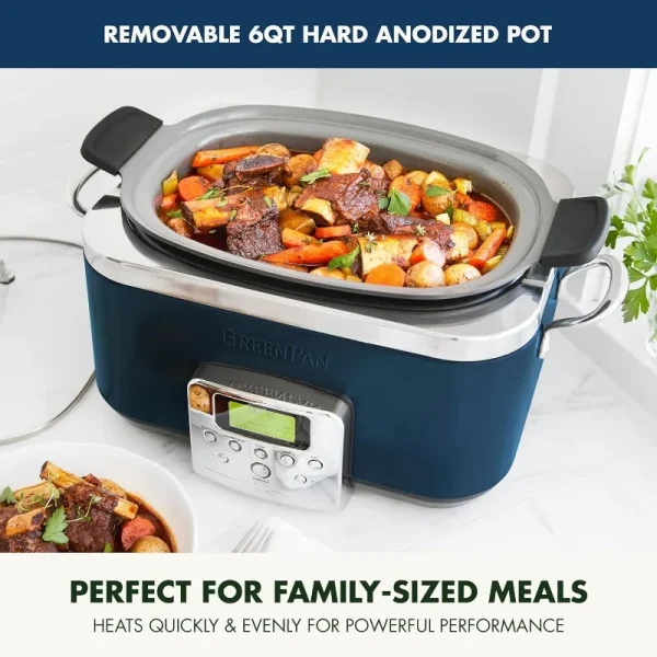GreenPan Elite 8 - in -1 Programmable 6QT Electric Slow Cooker, Dishwasher Safe Lid & Removable Crock, PFAS-Free Healthy Ceramic - Image 5