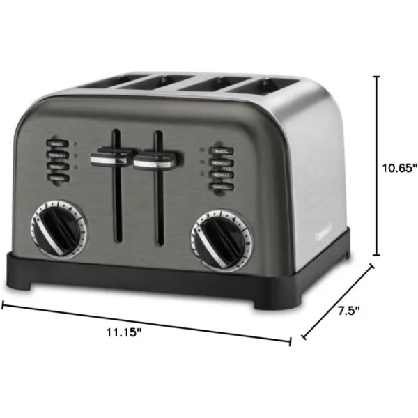Cuisinart CPT-180BKS Classic 4-Slice Toaster, Black/Stainless Steel - Image 3