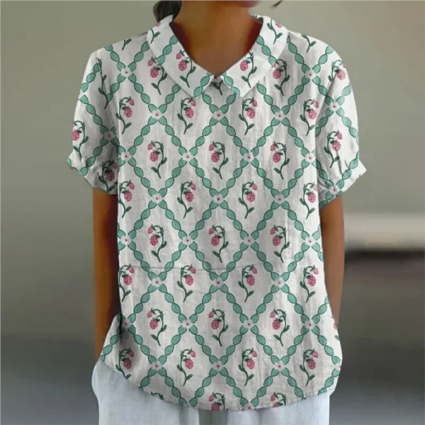 Summer Women Blouse Hawaii Cartoon Puppy Printed T-Shirts Fashion Lapel Short Sleeve Tees Tops Women Casual Pulovers Clothing - Image 7